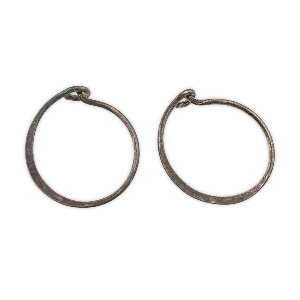 Vintage Sterling Silver Hammered Hoop Earrings Simple Hoops